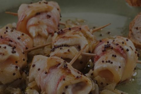 Chicken and bacon rolls